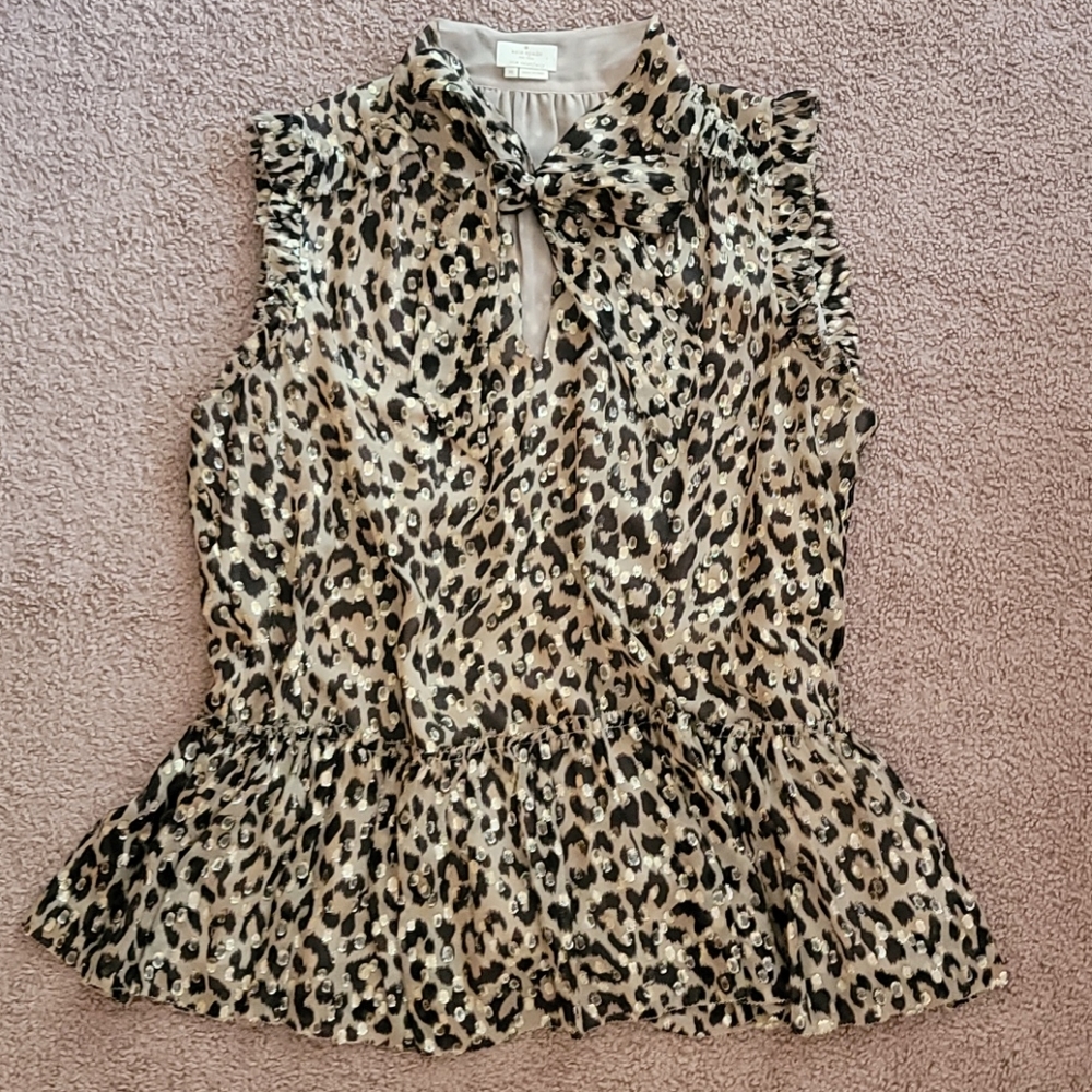 Kate Spade Sleeveless Top Leopard/Dot Print XL